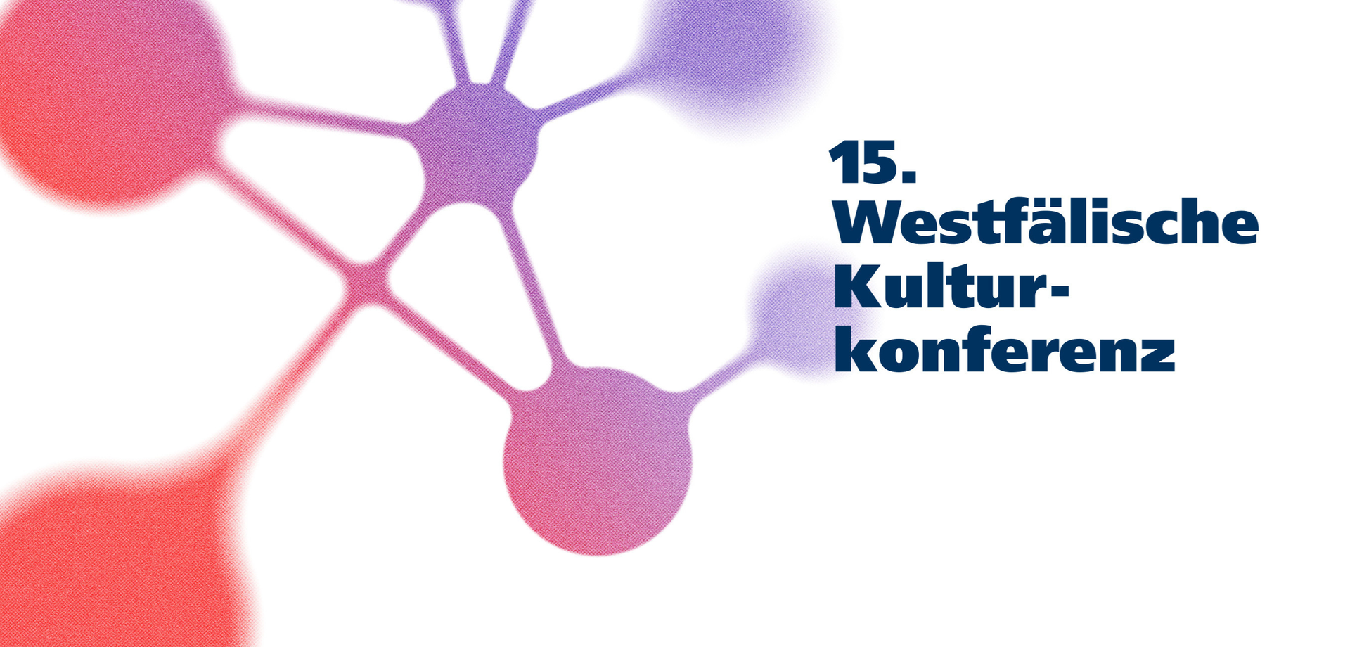 Rotviolettes Atomium mit dem Schriftzug "15. Westfälische Kulturkonferenz, 13.11.2026"