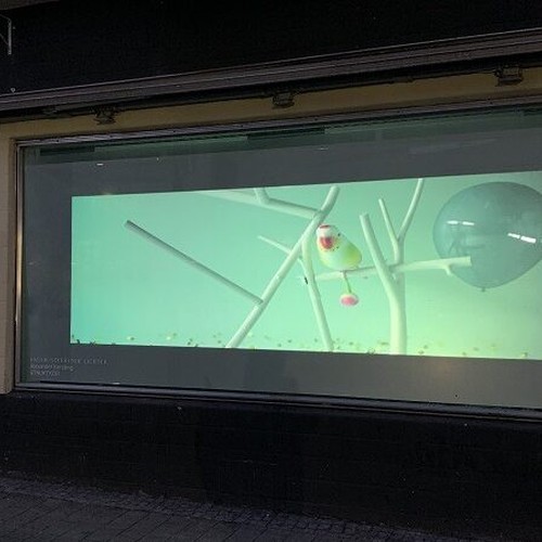 Eine Projektion in dem Stadtraum. Ein Werk aus dem Kunstprojekt: Vagabundierende Lichter von DORTMUND KREATIV