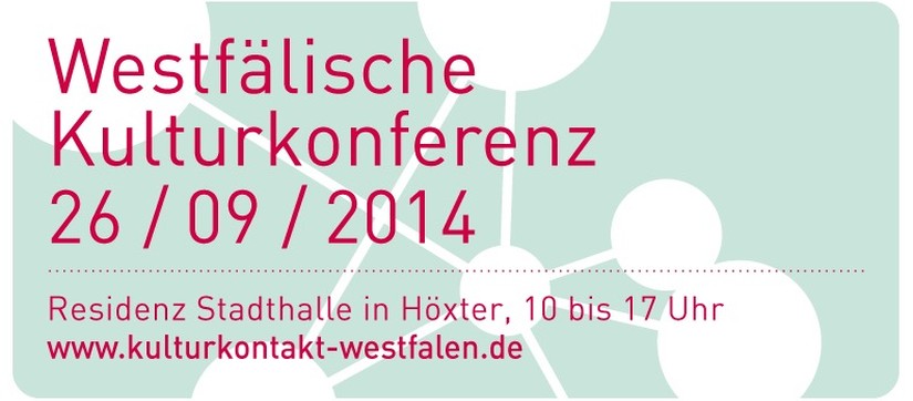 Blassgrün und rote Einladung der 4. Westfälischen Kulturkonferenz mit dem Termin und dem Ort der Veranstaltung.